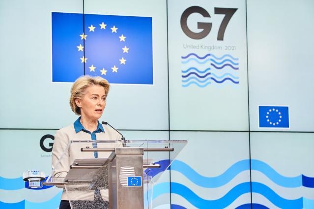 Von der Leyen im Vorfeld des G7Gipfels Risk